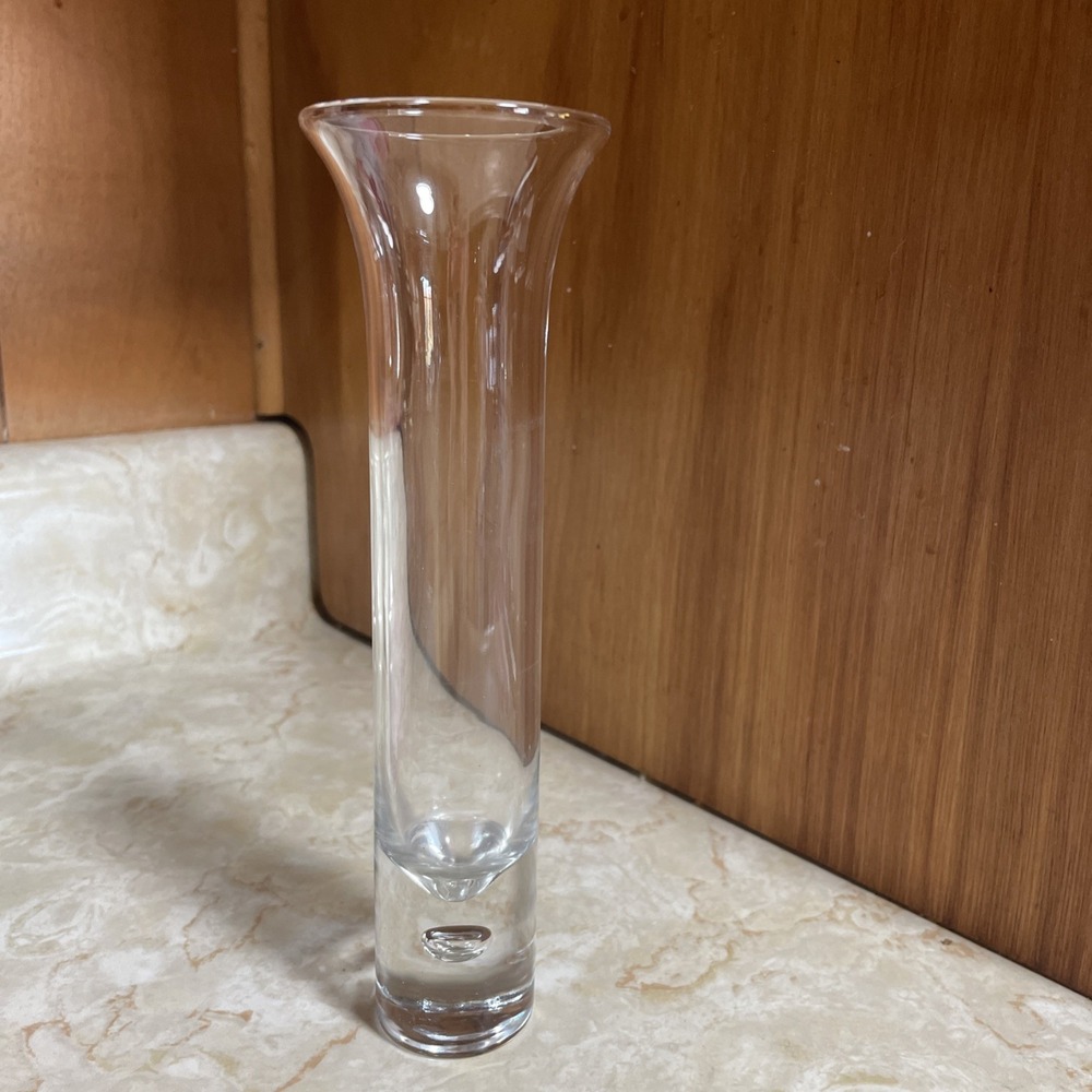 Vintage Crown Corning Glass Clear Bud‎ Vase 8.5" Tall
